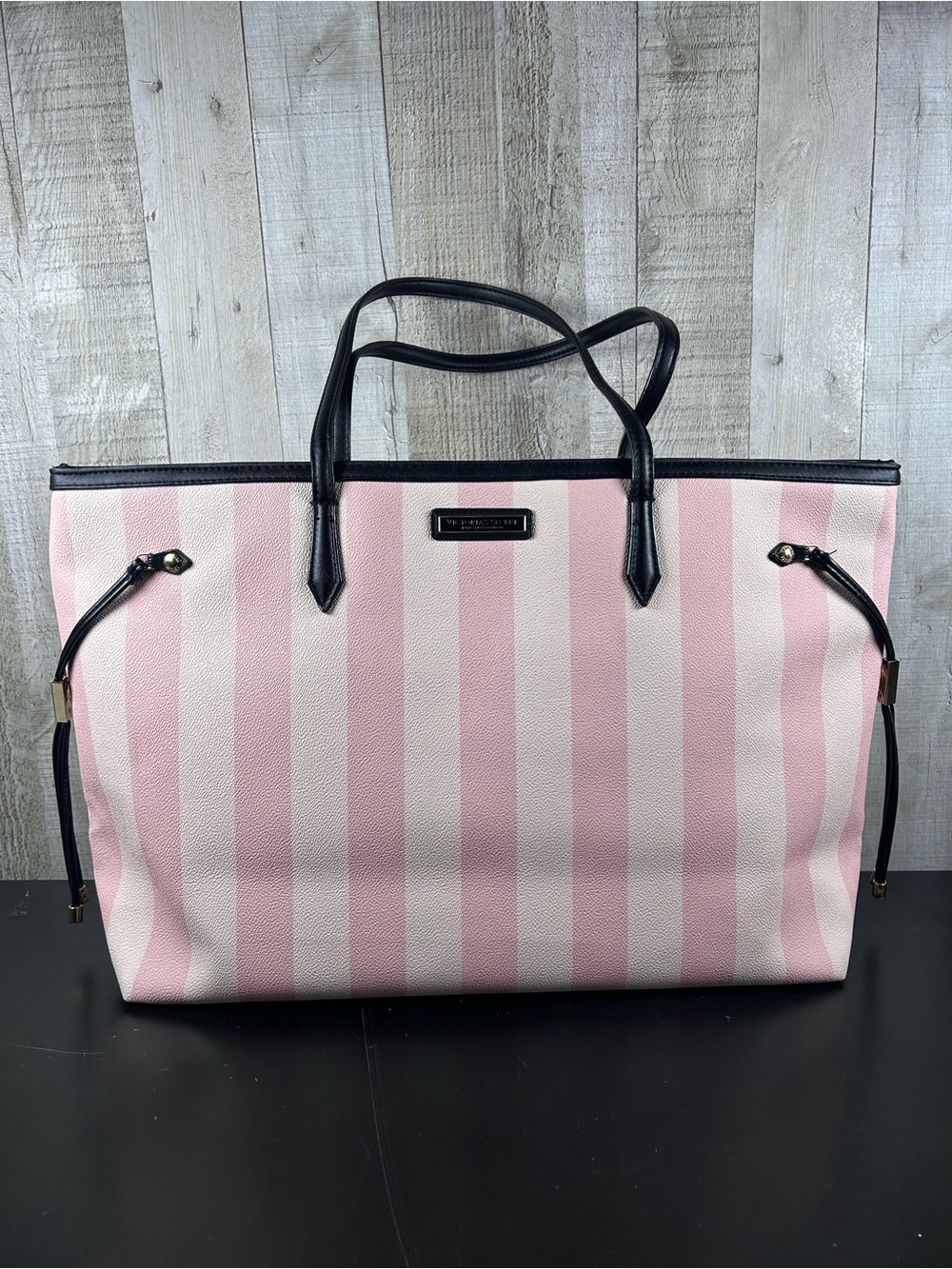 Victoria's Secret Signature
Stripe Carryall Tote Pink White Travel Weekender Y2K